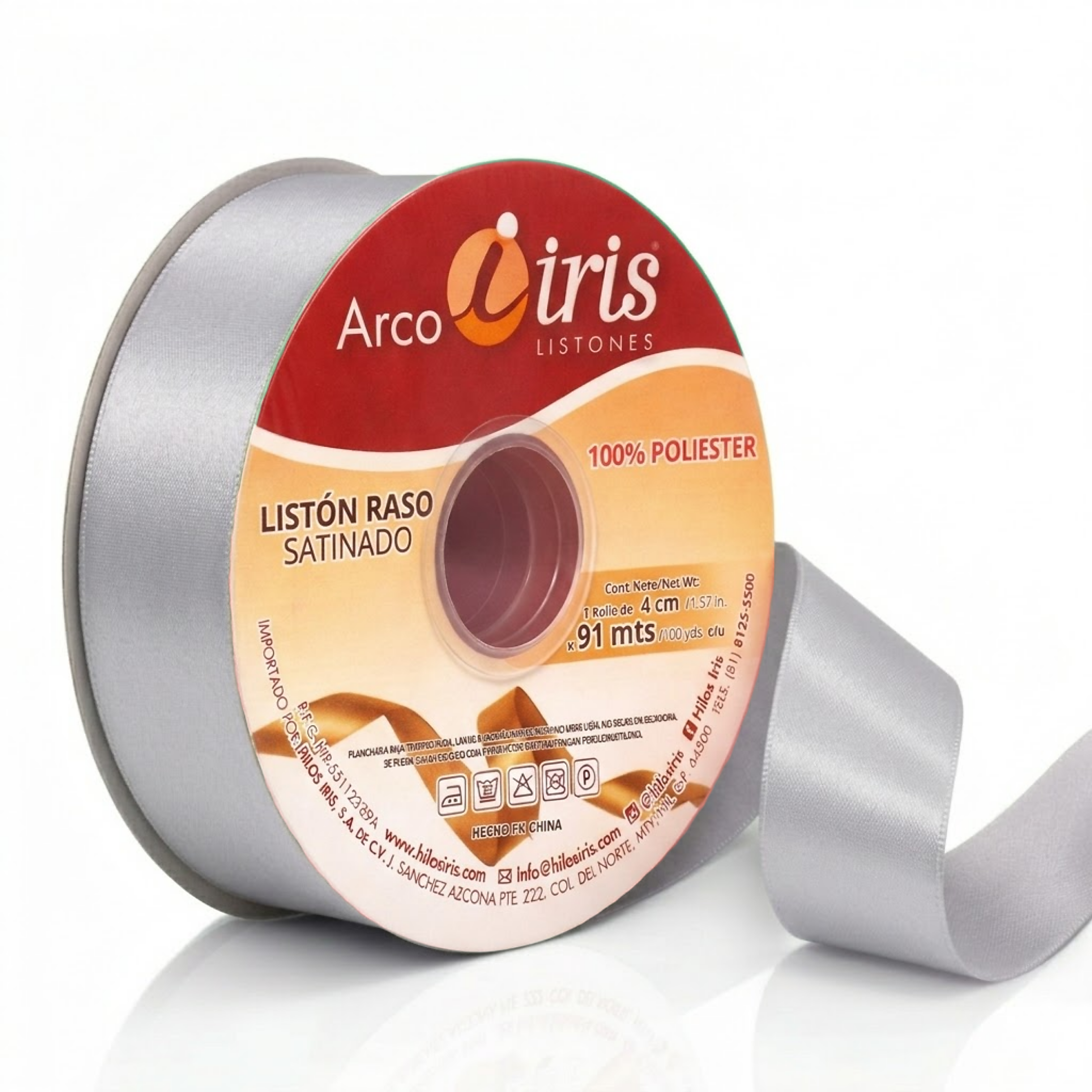 LISTÓN SATINADO 4CM 91 METROS - Gris